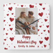 Happy Valentine's Day Custom Photo Wall Clock スクエア壁時計 (正面)