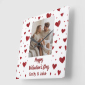 Happy Valentine's Day Custom Photo Wall Clock スクエア壁時計 (傾斜)