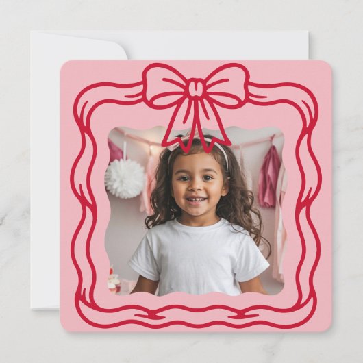 Happy Valentine's Day Custom Photograph Wavy Bow ノートカード (正面)