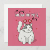 Happy Valentines Day Cute Cat With Heart Headband (正面/裏面)