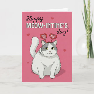 Happy Valentines Day Cute Cat With Heart Headband シーズンカード