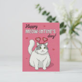 Happy Valentines Day Cute Cat With Heart Headband ポストカード (スタンド正面)