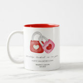 Happy Valentine's Day Cute Fun Locks Custom Mug ツートーンマグカップ (左)