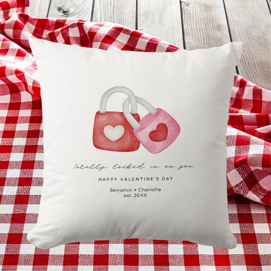 Happy Valentine's Day Cute Fun Locks Hearts Custom クッション