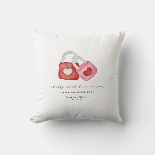 Happy Valentine's Day Cute Fun Locks Hearts Custom クッション (正面)