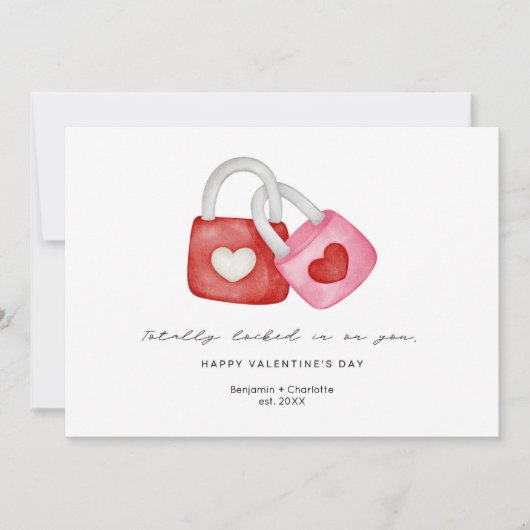 Happy Valentine's Day Cute Fun Locks Hearts Custom シーズンカード (正面)