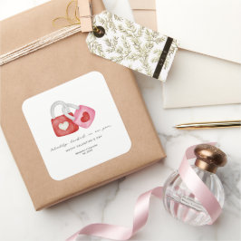 Happy Valentine's Day Cute Fun Locks Hearts Custom スクエアシール