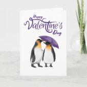 Happy Valentine's Day Cute Penguins カード (正面)