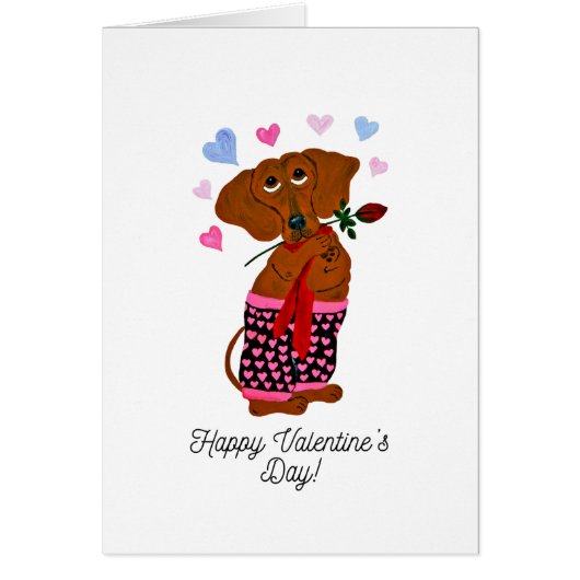 Happy Valentine's Day Dachshund Doggie Card (正面)