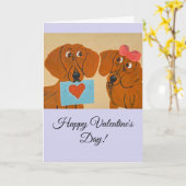 Happy Valentine's Day Dachshund Doggie Card カード (黄色い花)