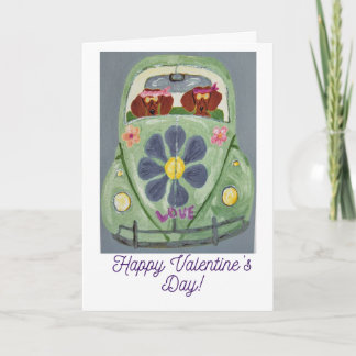 Happy Valentine's Day Dachshund Doggie Card カード