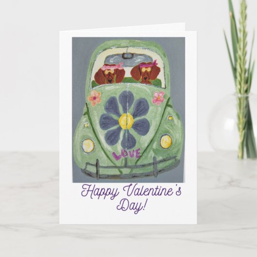 Happy Valentine's Day Dachshund Doggie Card カード (正面)