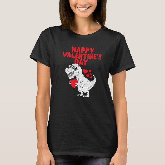 Happy Valentines Day Dinosaur Trex Toddler Boys Ki Tシャツ (正面)