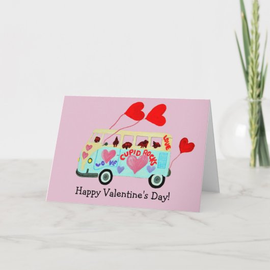 Happy Valentine's Day Doggie Folded Greeting Card カード (正面)