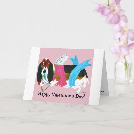 Happy Valentine's Day Doggie Folded Greeting Card カード (蘭)