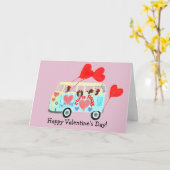 Happy Valentine's Day Doggie Folded Greeting Card カード (黄色い花)