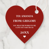 Happy Valentines Day Elegant Calligraphy Red Heart フェイバータグ (裏面)