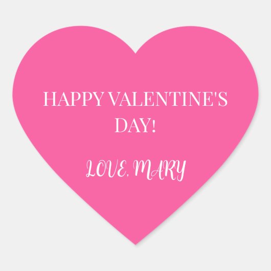 Happy Valentine's Day from Name Pink  ハートシール (正面)
