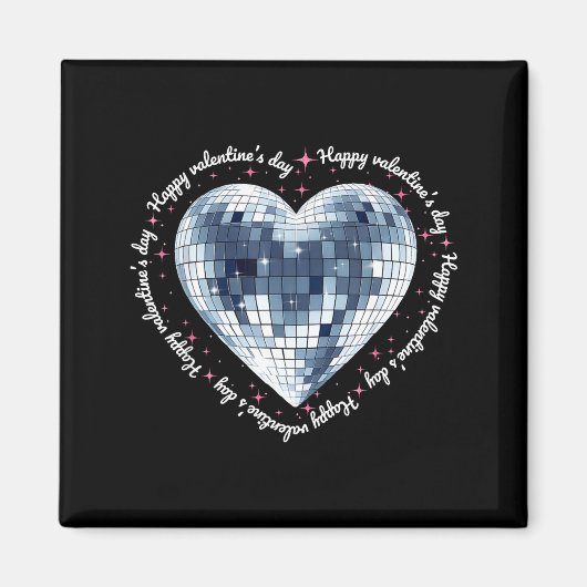 Happy Valentines Day Funny Coquette Diamond Disco  マグネット (正面)