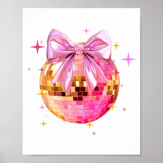Happy Valentine's Day Funny Coquette Disco Ball Gi ポスター (正面)