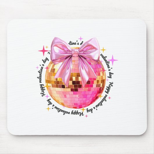 Happy Valentine's Day Funny Coquette Disco Ball Gi マウスパッド (正面)