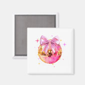Happy Valentine's Day Funny Coquette Disco Ball Gi マグネット (正面/裏面)