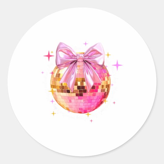 Happy Valentine's Day Funny Coquette Disco Ball Gi ラウンドシール (正面)