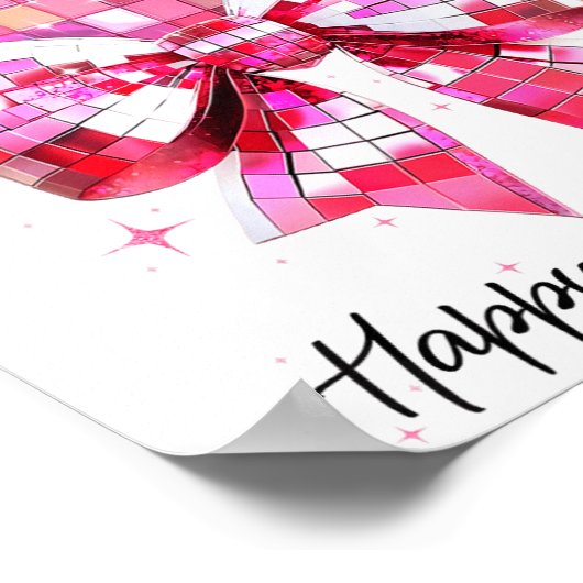 Happy Valentine's Day Funny Coquette Disco Ball He ポスター (角)