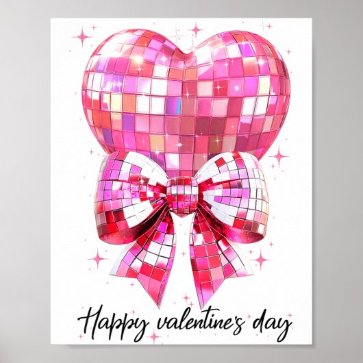 Happy Valentine's Day Funny Coquette Disco Ball He ポスター (正面)