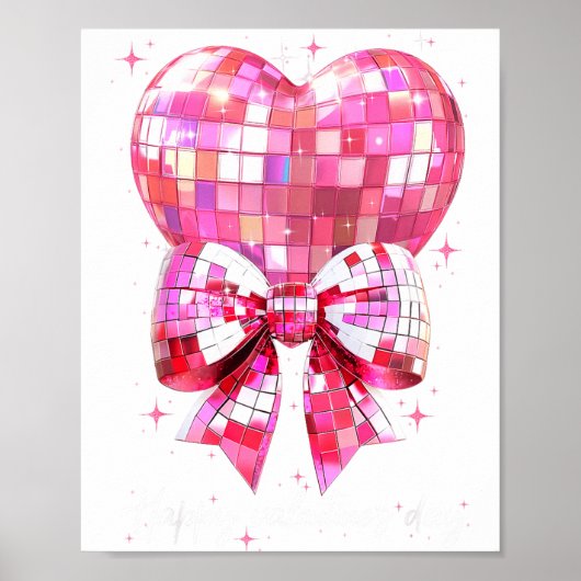 Happy Valentine's Day Funny Coquette Disco Ball He ポスター (正面)
