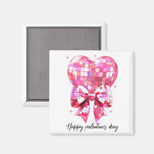 Happy Valentine's Day Funny Coquette Disco Ball He マグネット (正面/裏面)