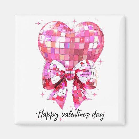 Happy Valentine's Day Funny Coquette Disco Ball He マグネット (正面)
