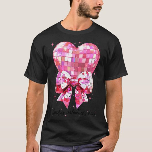 Happy Valentine's Day Funny Coquette Disco Ball He Tシャツ (正面)