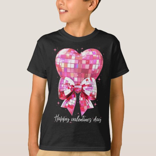 Happy Valentine's Day Funny Coquette Disco Ball He Tシャツ (正面)