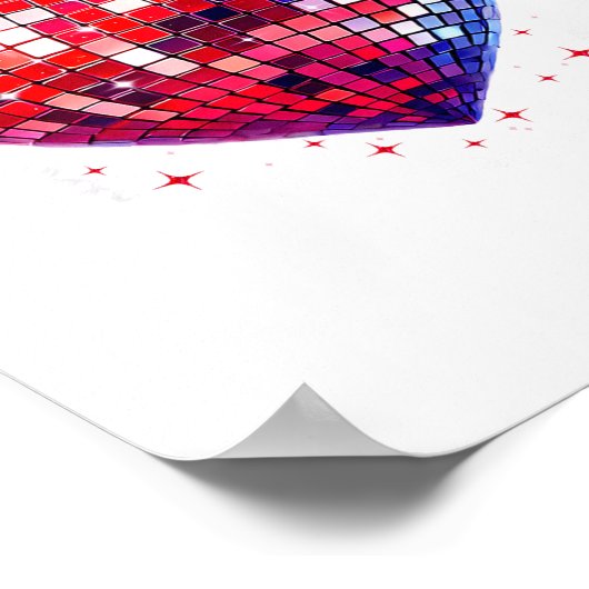 Happy Valentine's Day Funny Coquette Red Disco Bal ポスター (角)