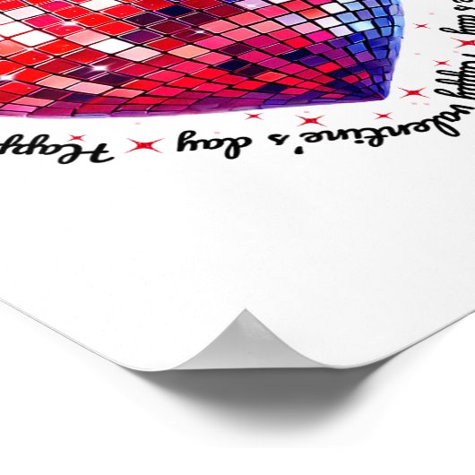 Happy Valentine's Day Funny Coquette Red Disco Bal ポスター (角)