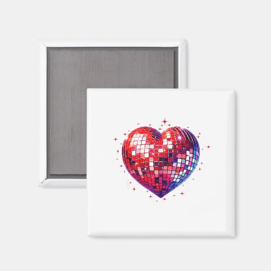 Happy Valentine's Day Funny Coquette Red Disco Bal マグネット (正面/裏面)