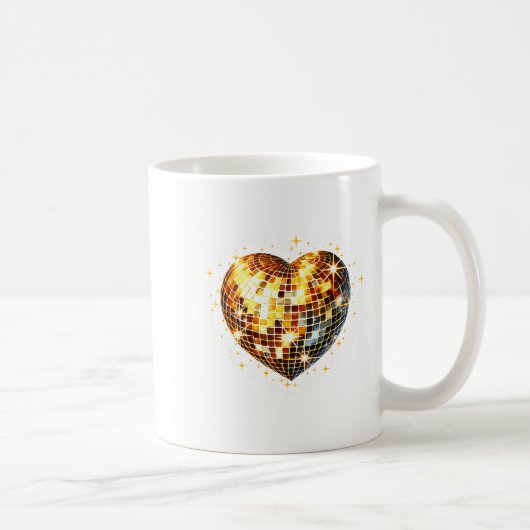 Happy Valentine's Day Funny Gold Coquette Disco Ba コーヒーマグカップ (右)