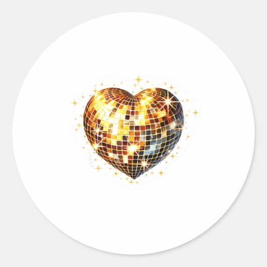 Happy Valentine's Day Funny Gold Coquette Disco Ba ラウンドシール (正面)