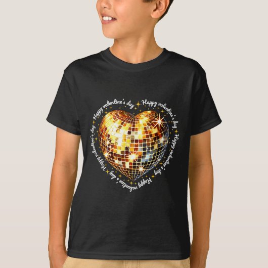Happy Valentine's Day Funny Gold Coquette Disco Ba Tシャツ (正面)