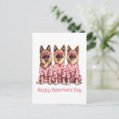 Happy Valentines Day German Shepherd Dogs シーズンポストカード (スタンド正面)