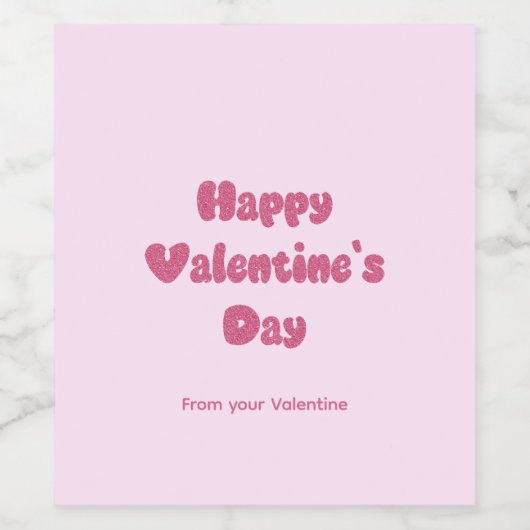 Happy Valentine's Day Glitter ワインラベル (シングルラベル)