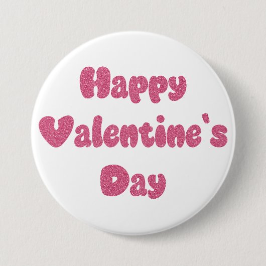 Happy Valentine's Day Glitter Button 缶バッジ (正面)