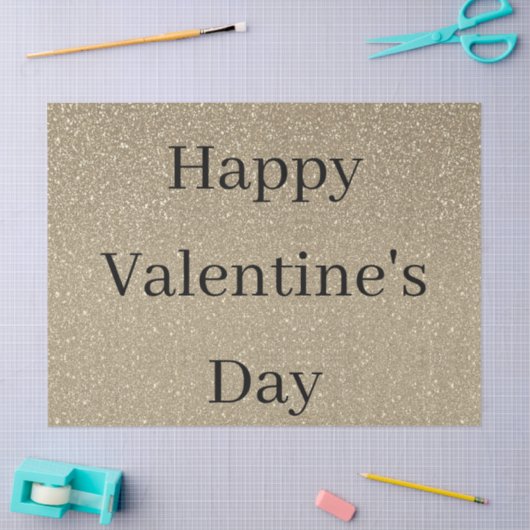 Happy Valentine's Day Glittery Gold Black Custom 薄葉紙 (クラフト)