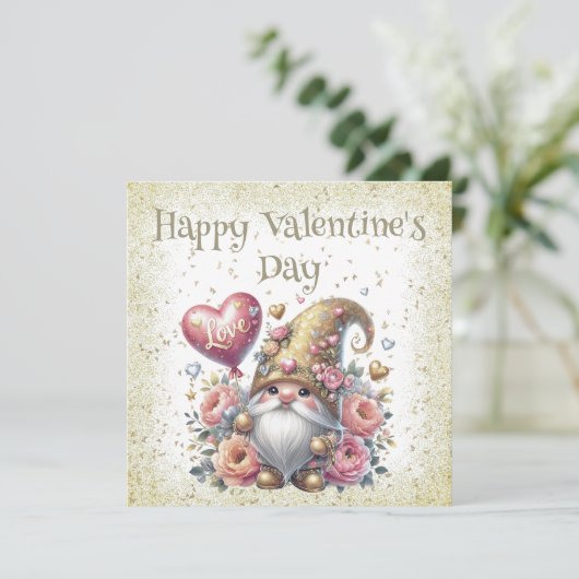 Happy Valentine's Day Gnome カード (スタンド正面)