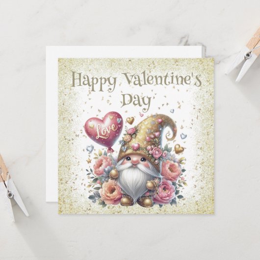 Happy Valentine's Day Gnome カード (正面/裏面インサイチュ)