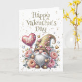 Happy Valentine's Day Gnome カード (黄色い花)