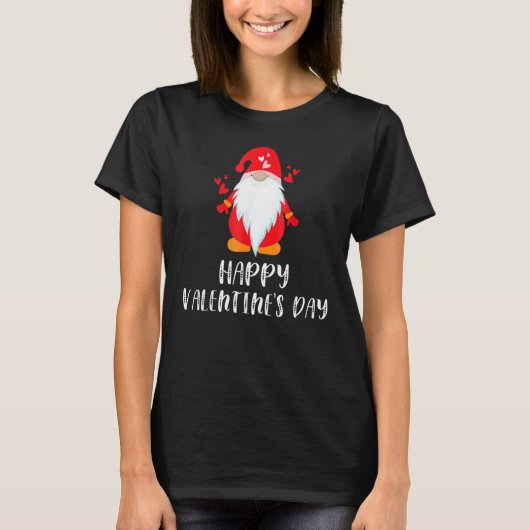 Happy Valentine's Day Gnome Plaid  Cute Heart Tシャツ (正面)