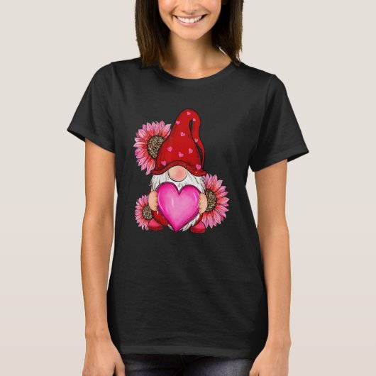 Happy Valentine's Day Gnome With Leopard Heart Sun Tシャツ (正面)