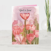 Happy Valentine's Day God is Love Scripture Tulips カード (正面)
